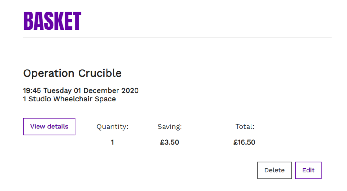 Example of what your tickets will look like in your online basket